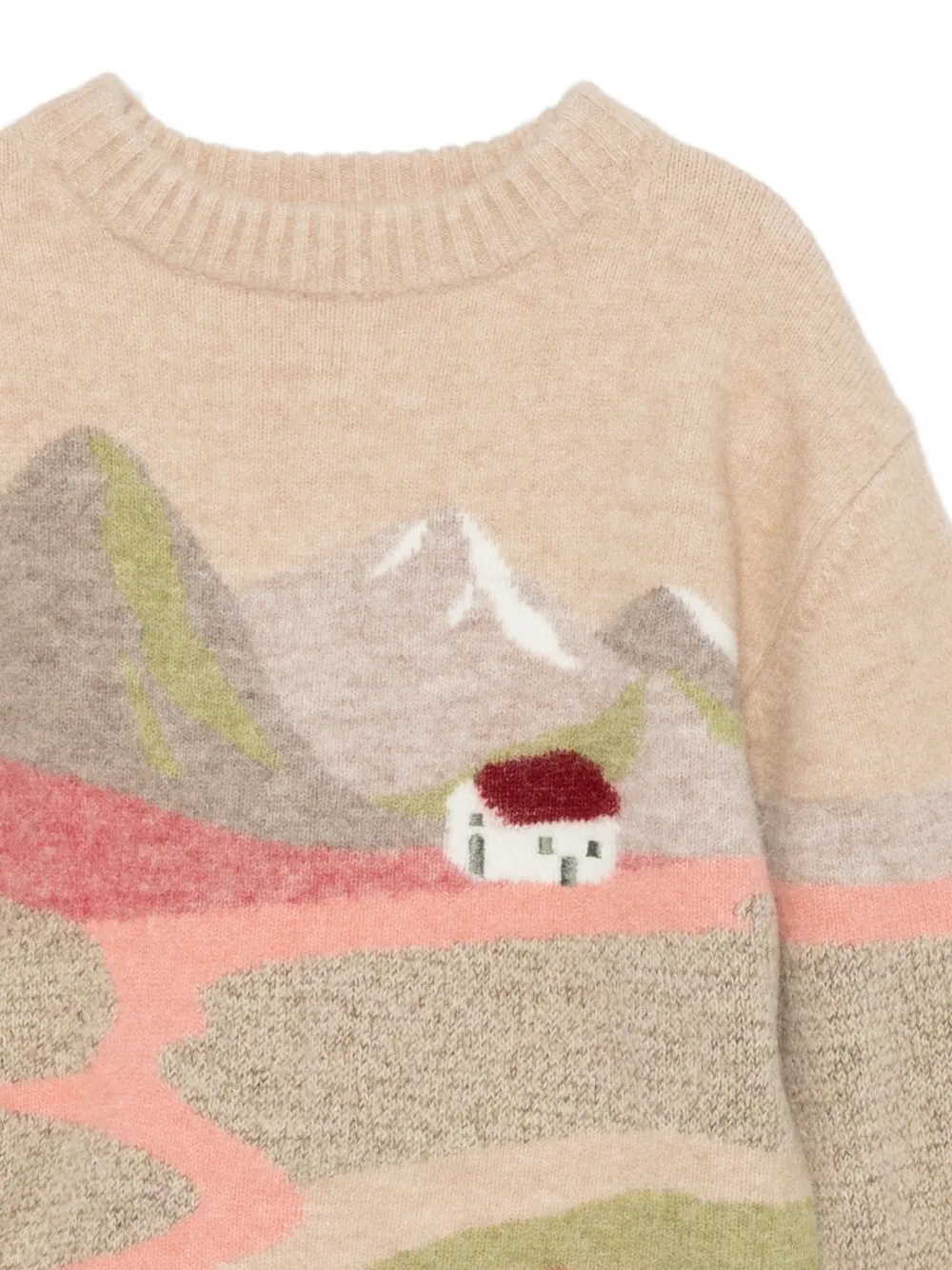 Bonpoint Maram landscape-intarsia crew-neck sweater Beige