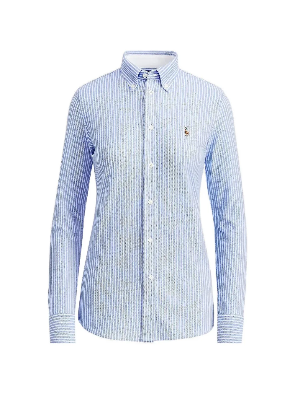 Polo Ralph Lauren Striped Knit Oxford Shirt In Blue