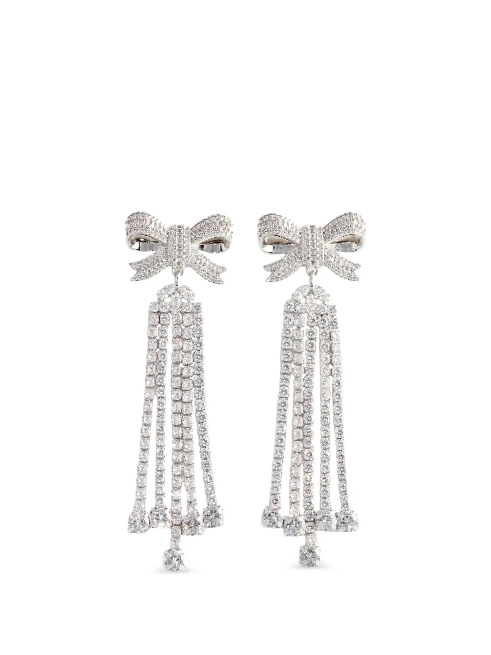 Self-Portrait crystal bow-motif earrings - Silver