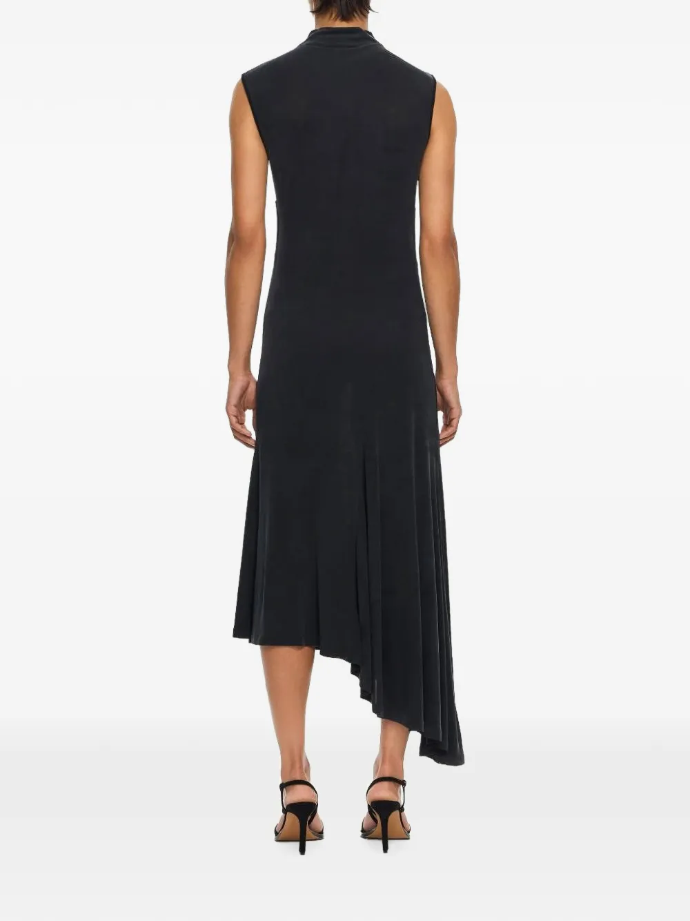 Off-White Cupro Rib Meteor asymmetrische jurk Zwart