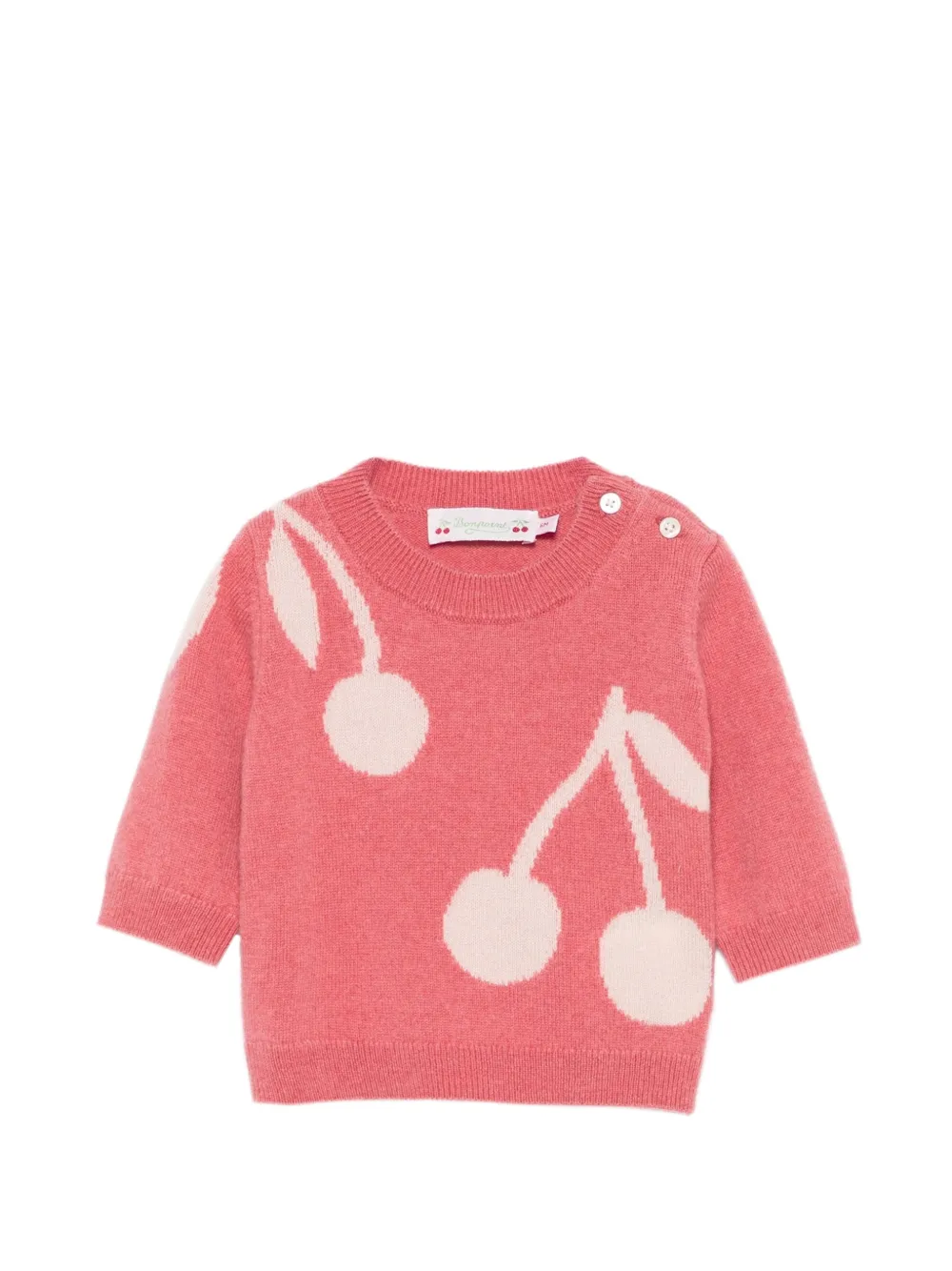 Bonpoint Marilene cherry-intarsia sweater - Rosa