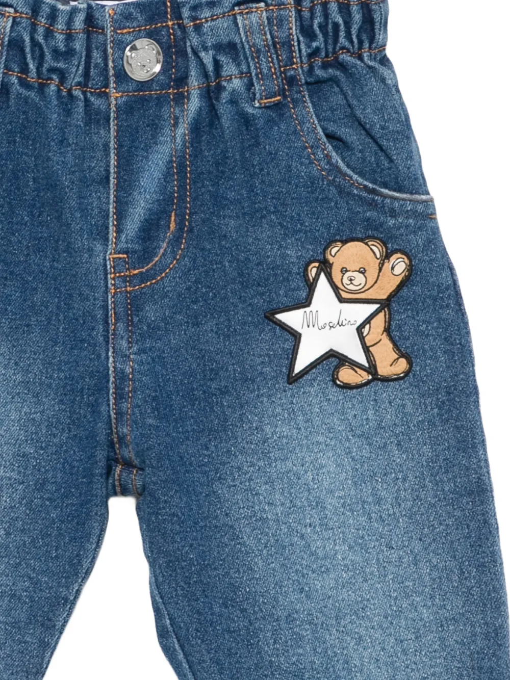 Moschino Kids Teddy Bear star-patch jeans Blauw