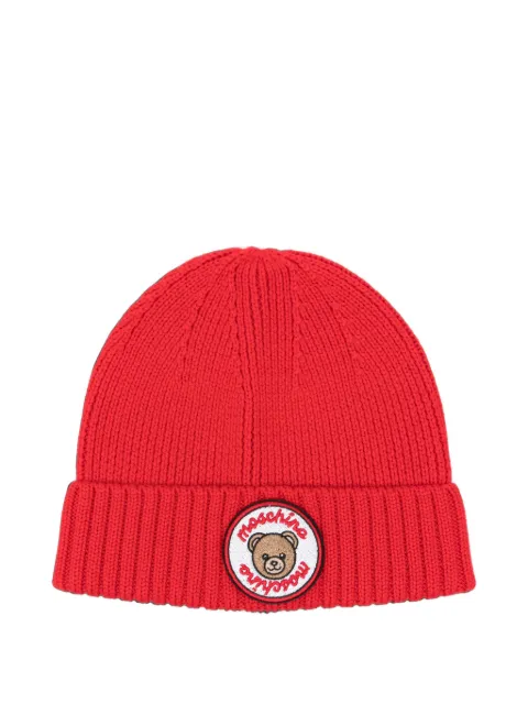 Moschino Kids Teddy Bear patch beanie hat