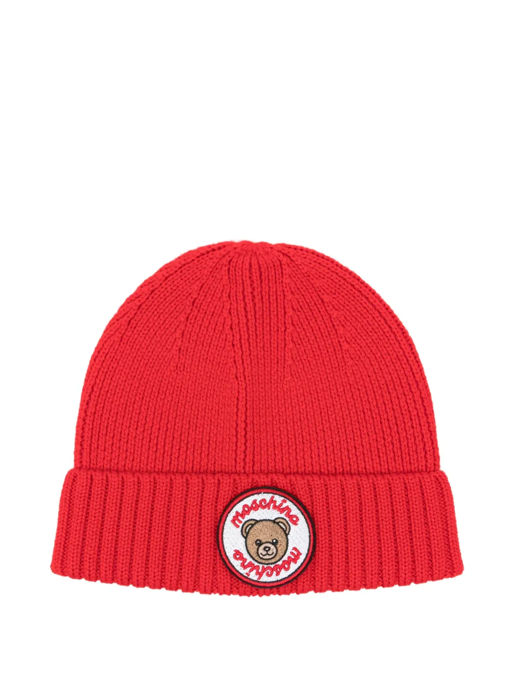 Moschino Kids Teddy Bear patch beanie hat Rood