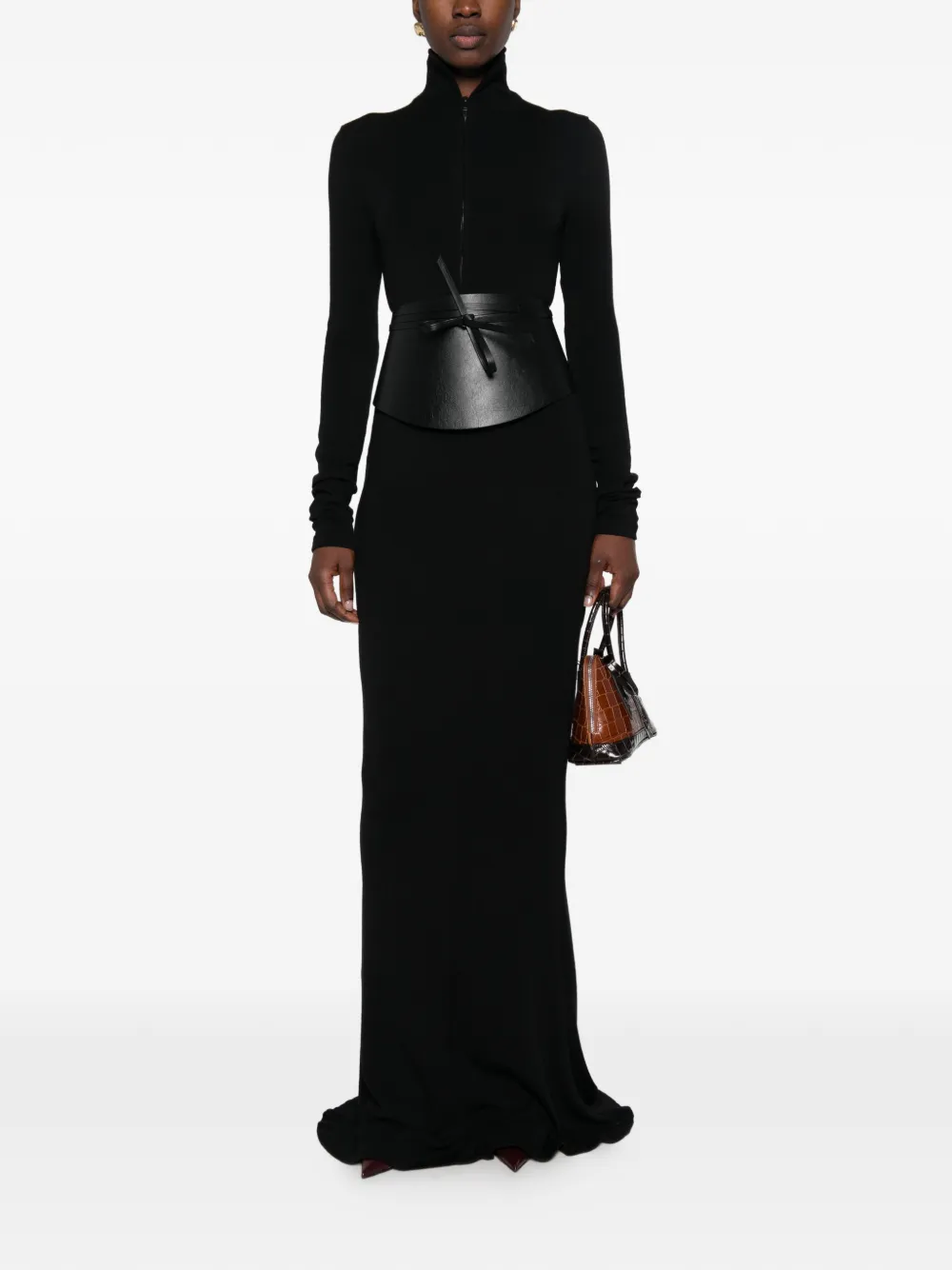 Mugler zip-up high-neck maxi dress - Schwarz