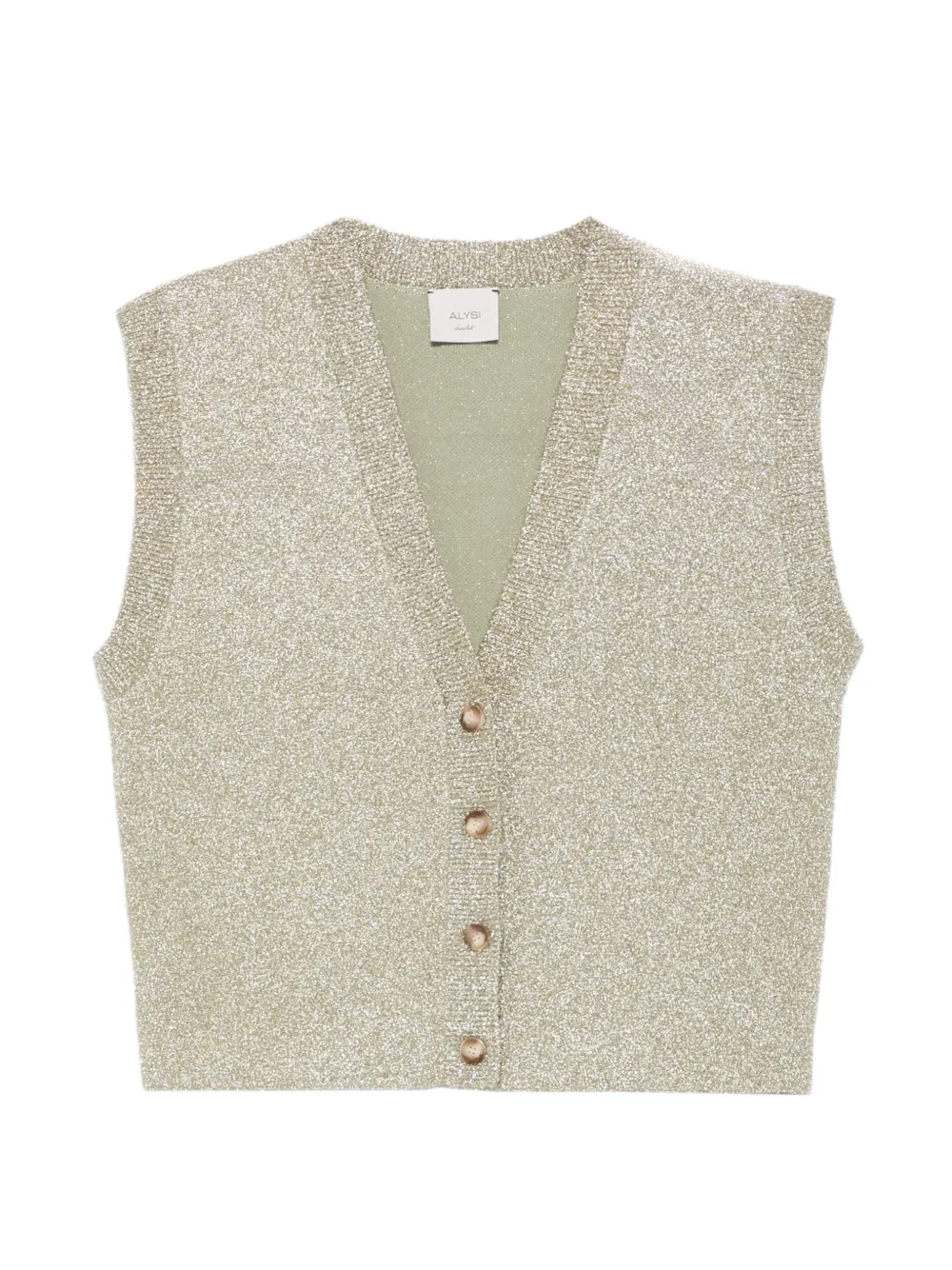 Alysi glitter-effect V-neck button-up vest - Oro