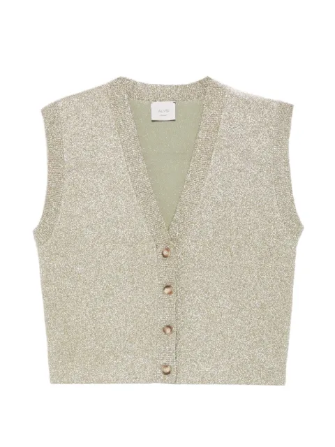 Alysi glitter-effect V-neck button-up vest