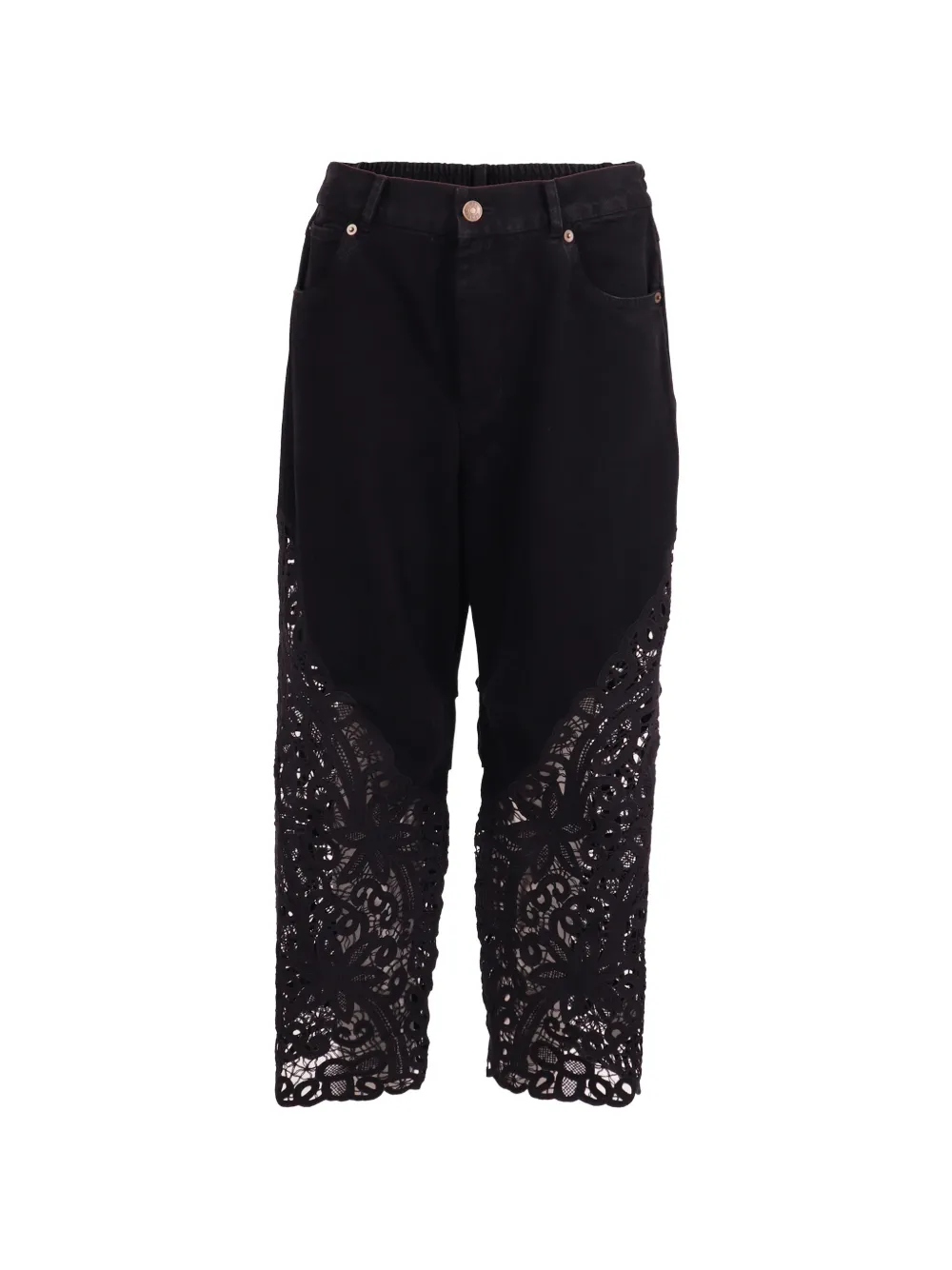 Sea guipure lace-panelled jeans Zwart