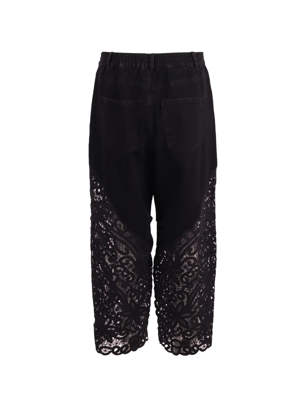 Sea guipure lace-panelled jeans Zwart