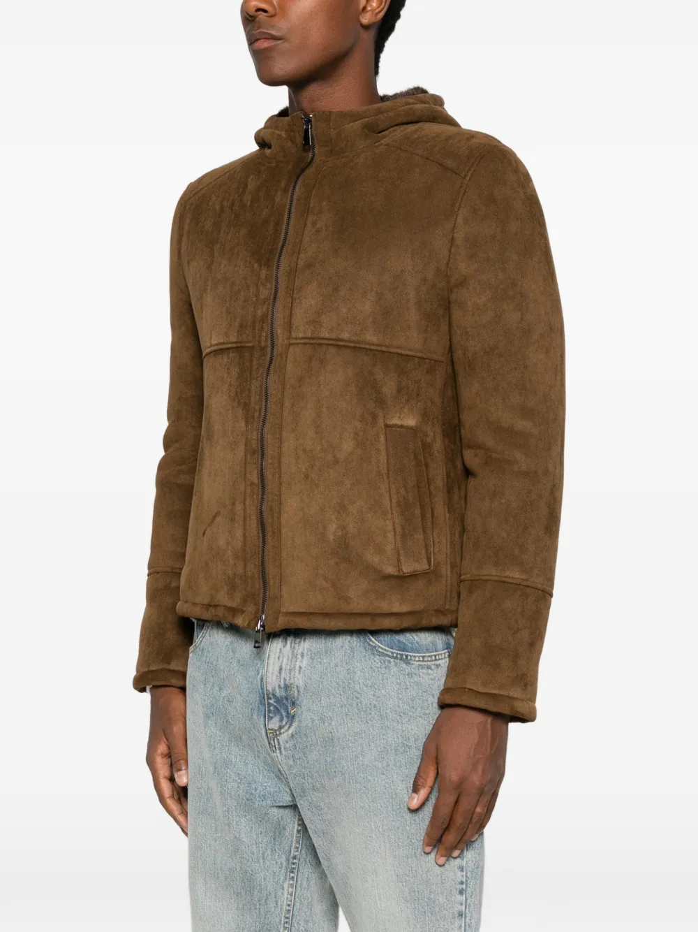 BULLY suede-effect hooded jacket Bruin