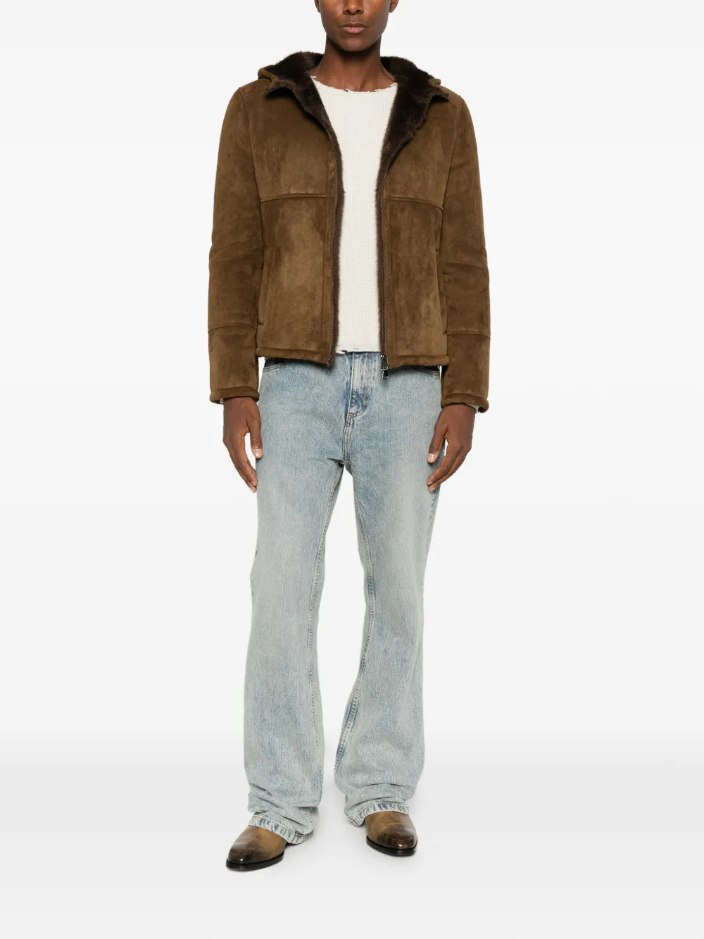 BULLY suede-effect hooded jacket Bruin