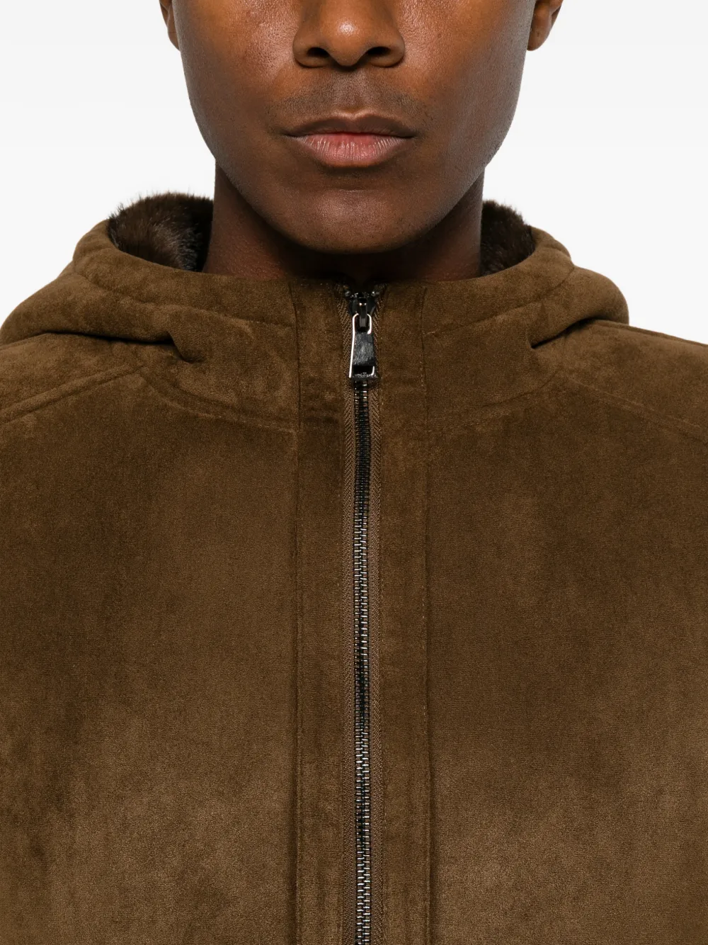 BULLY suede-effect hooded jacket Bruin