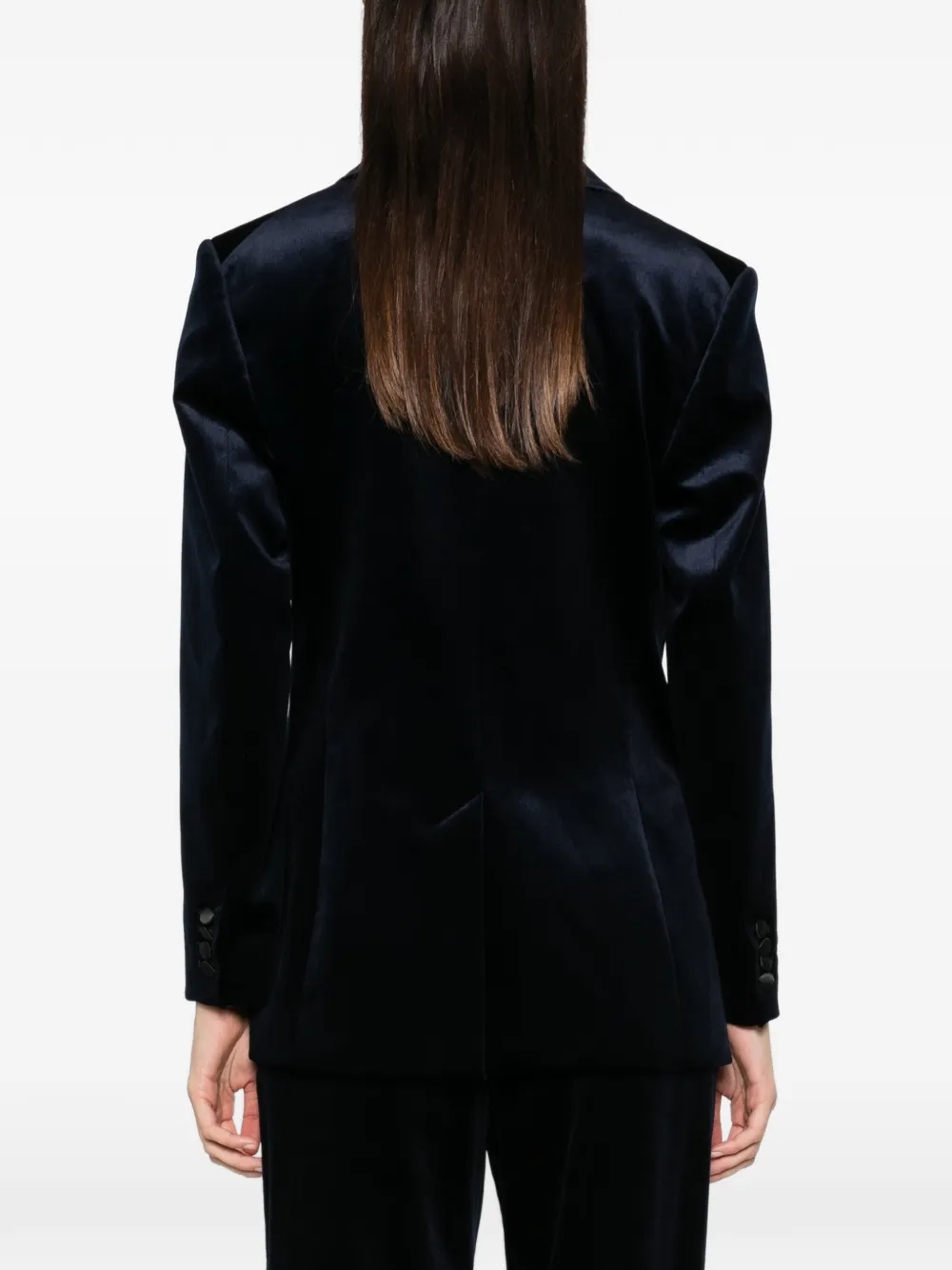 Victoria Beckham velvet peak-lapel blazer Blauw