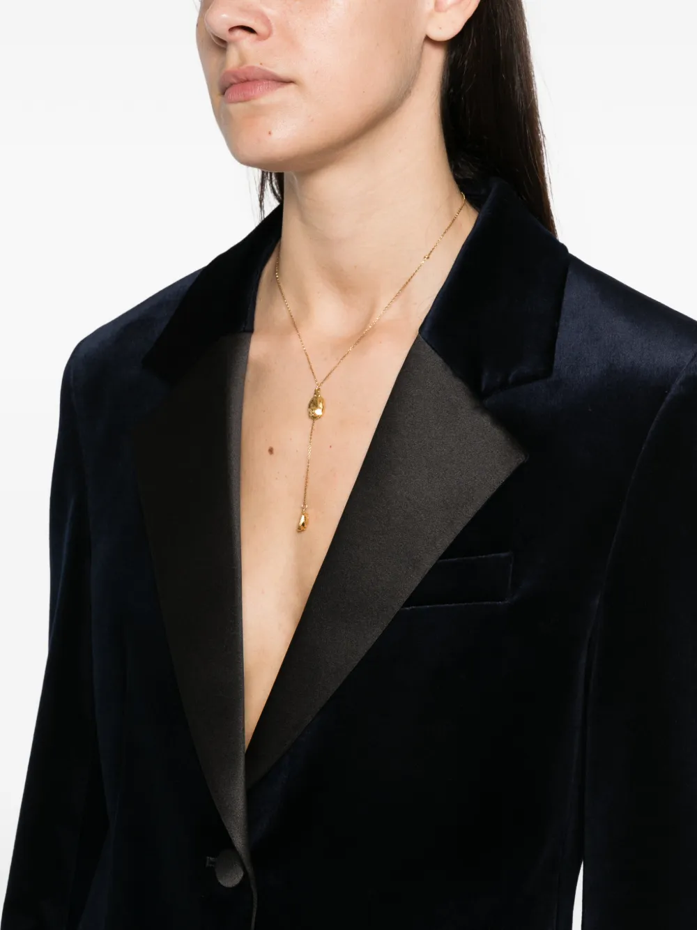 Victoria Beckham velvet peak-lapel blazer Blauw