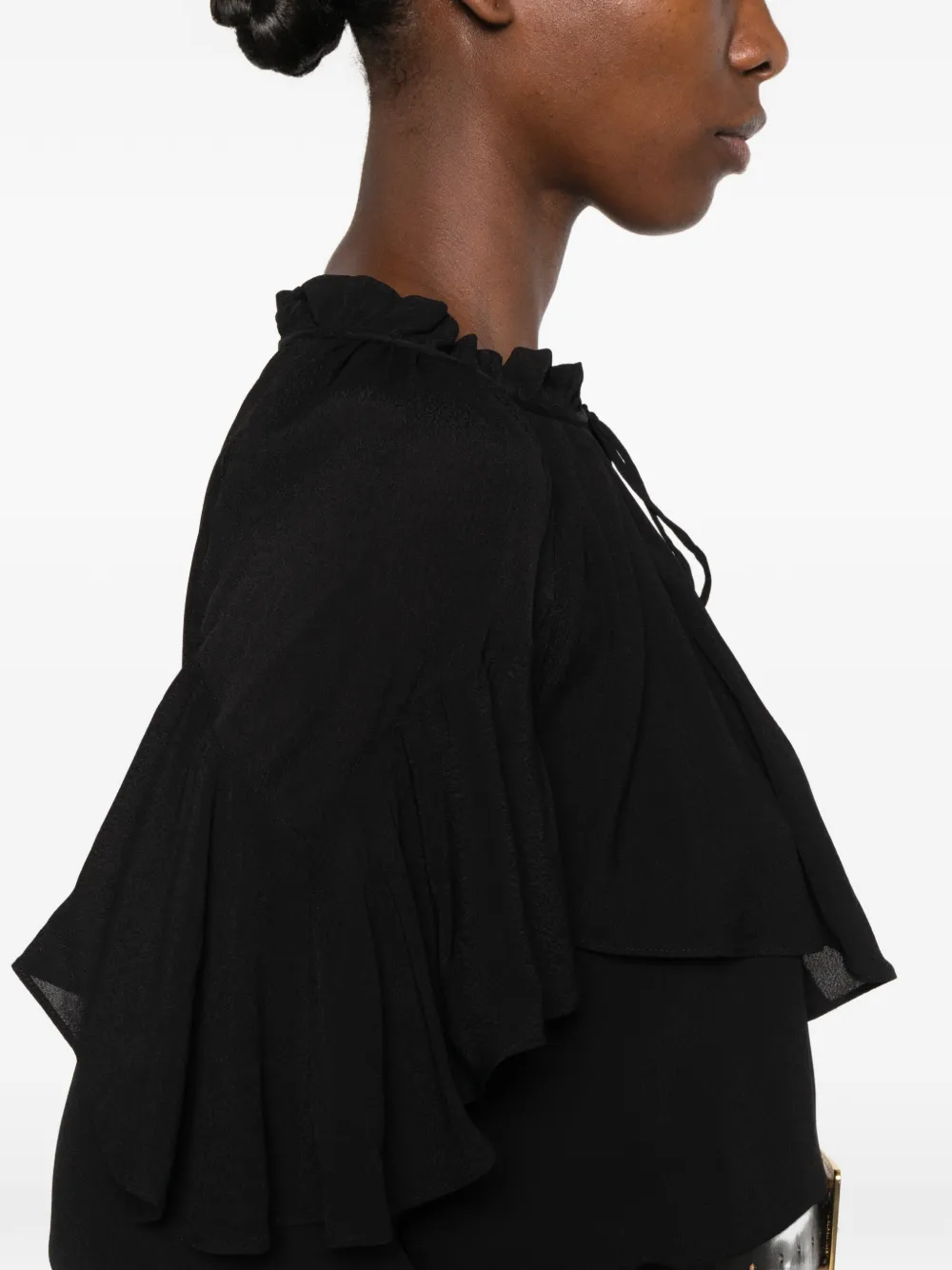 Ba&Sh Betty ruffled long-sleeve blouse Zwart