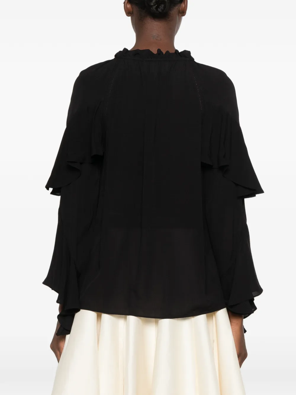 Ba&Sh Betty ruffled long-sleeve blouse Zwart