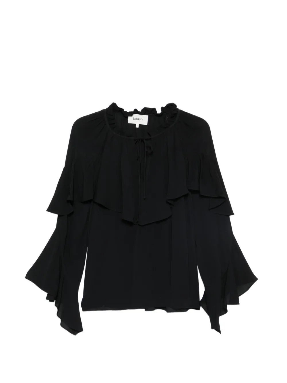 Ba&Sh Betty ruffled long-sleeve blouse Zwart