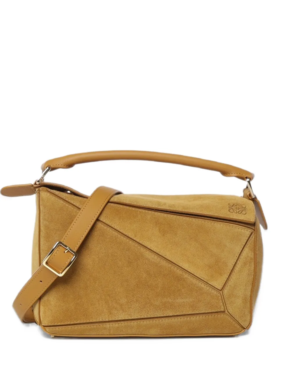 LOEWE Small Featherlight Puzzle bag in suede - Marrone