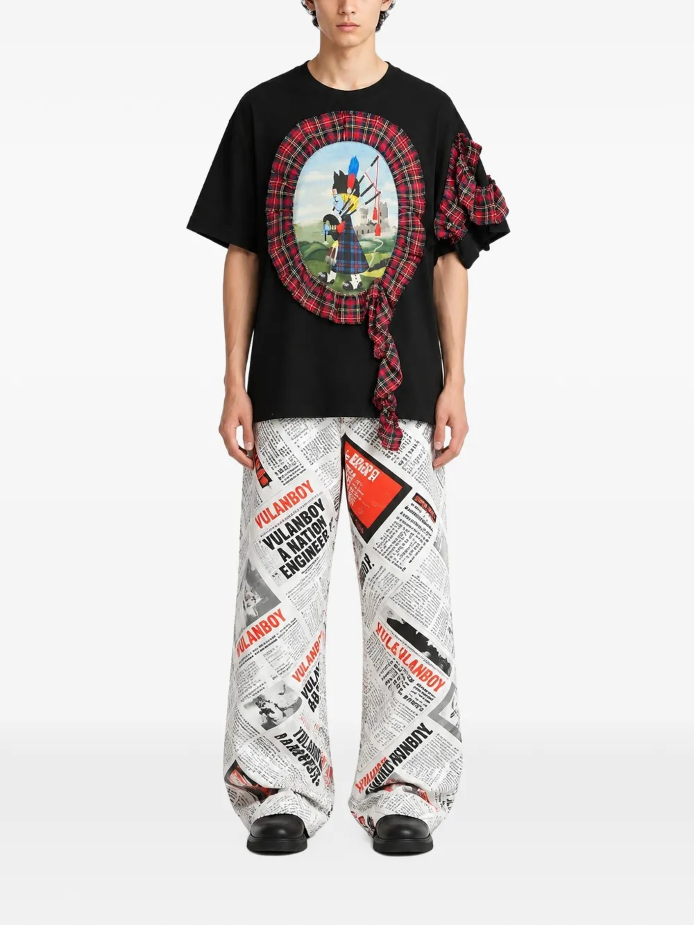 Charles Jeffrey Loverboy ruffle-patch T-shirt Zwart