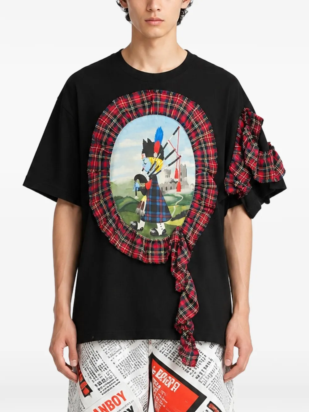 Charles Jeffrey Loverboy ruffle-patch T-shirt - Noir Charles Jeffrey Loverboy ruffle-patch T-shirt - Noir