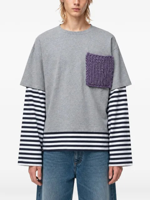 Charles Jeffrey Loverboy layered-sleeve patch-detail T-shirt