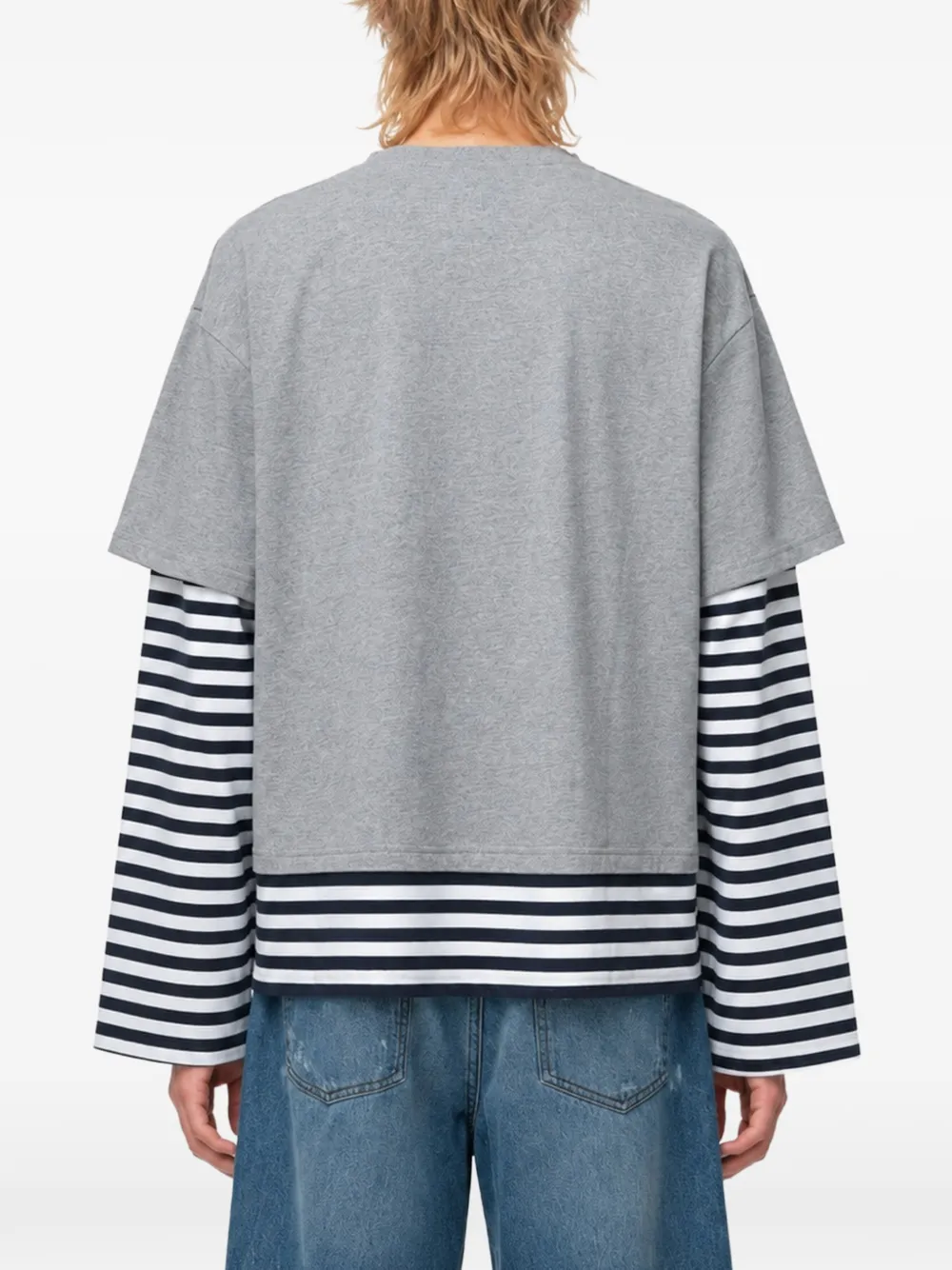 Charles Jeffrey Loverboy layered-sleeve patch-detail T-shirt Grijs