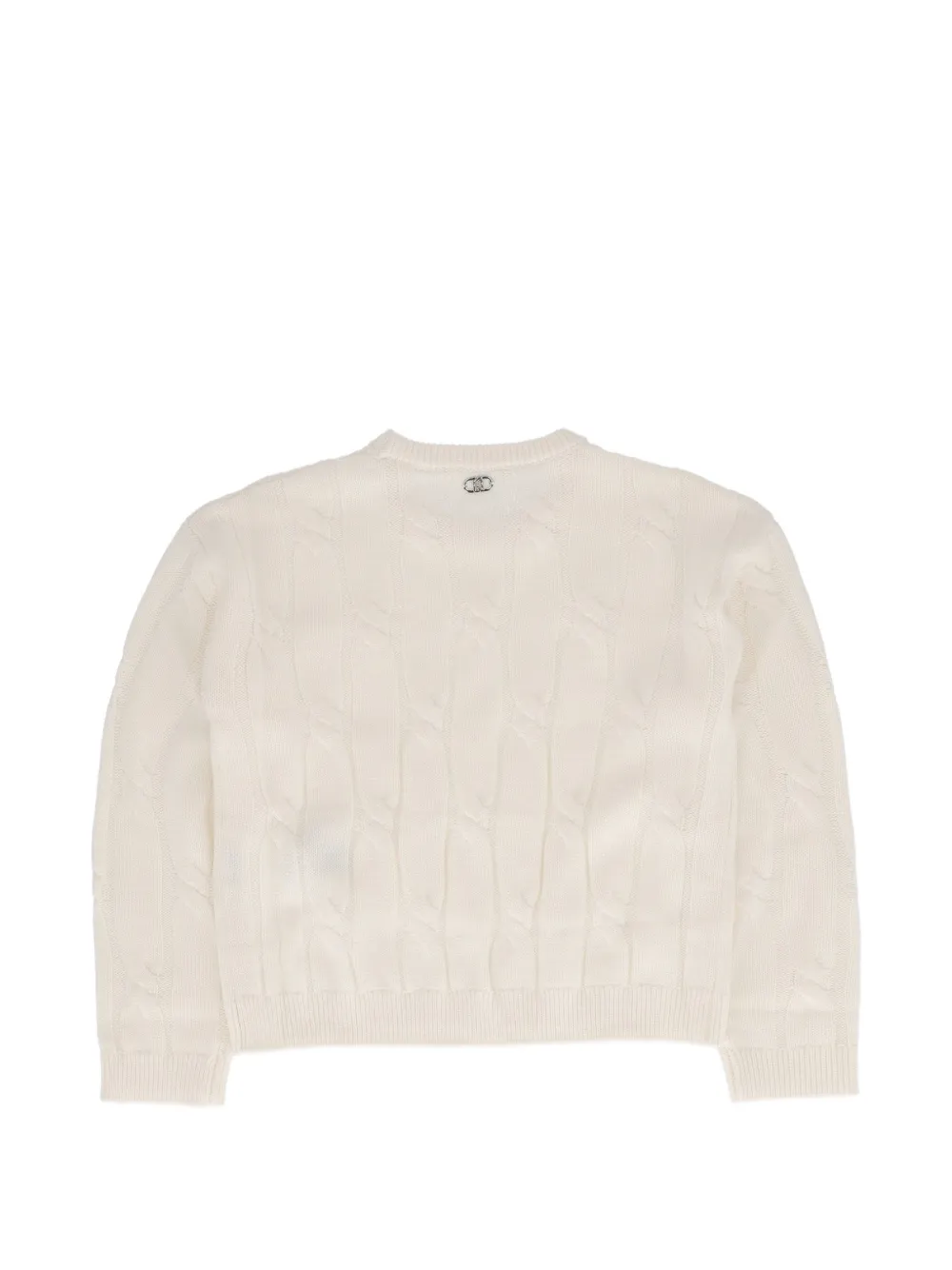 Liu Jo Kids cable-knit logo-plaque sweater Wit