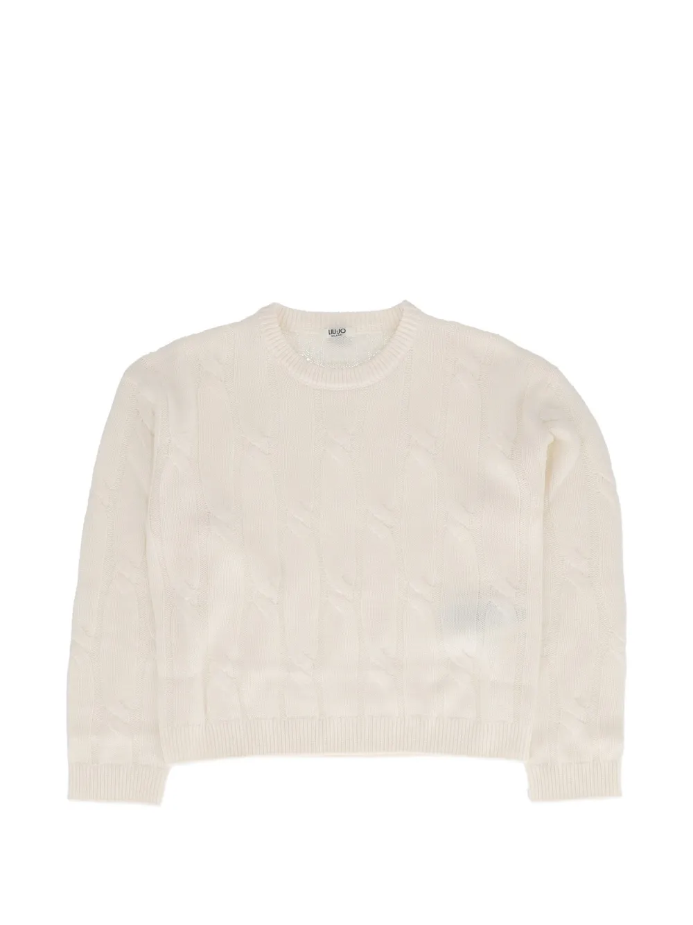 Liu Jo Kids cable-knit logo-plaque sweater Wit