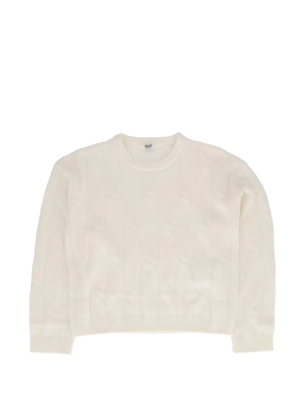 Liu Jo Kids cable-knit logo-plaque sweater - Bianco
