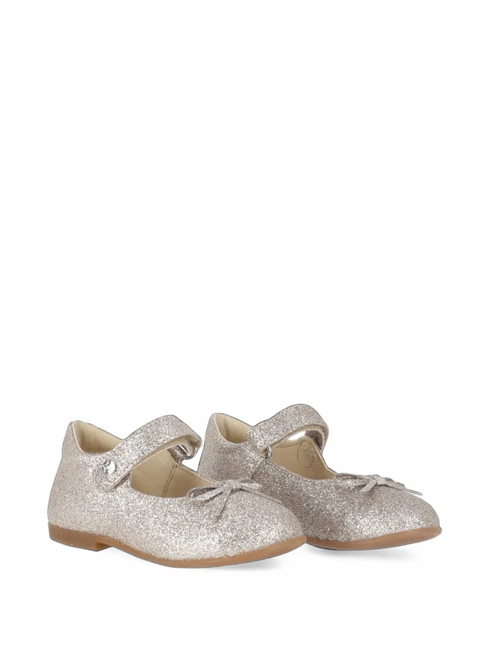 NATURINO glitter-effect bow-detail ballet flats - Argento