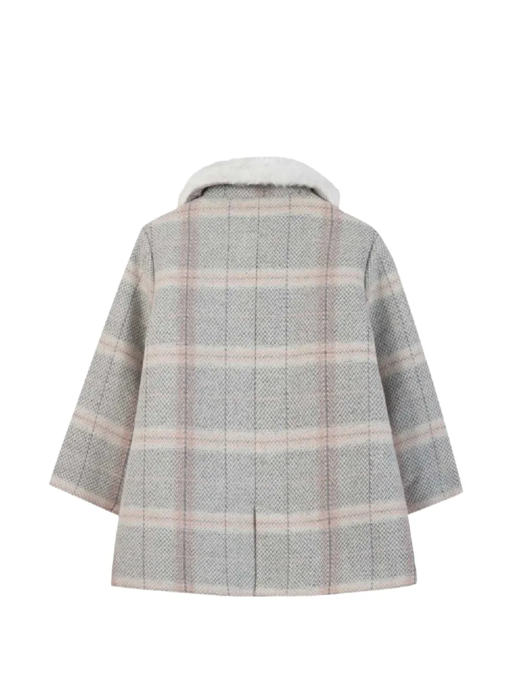 Tartine Et Chocolat checked faux-fur collar coat Grijs