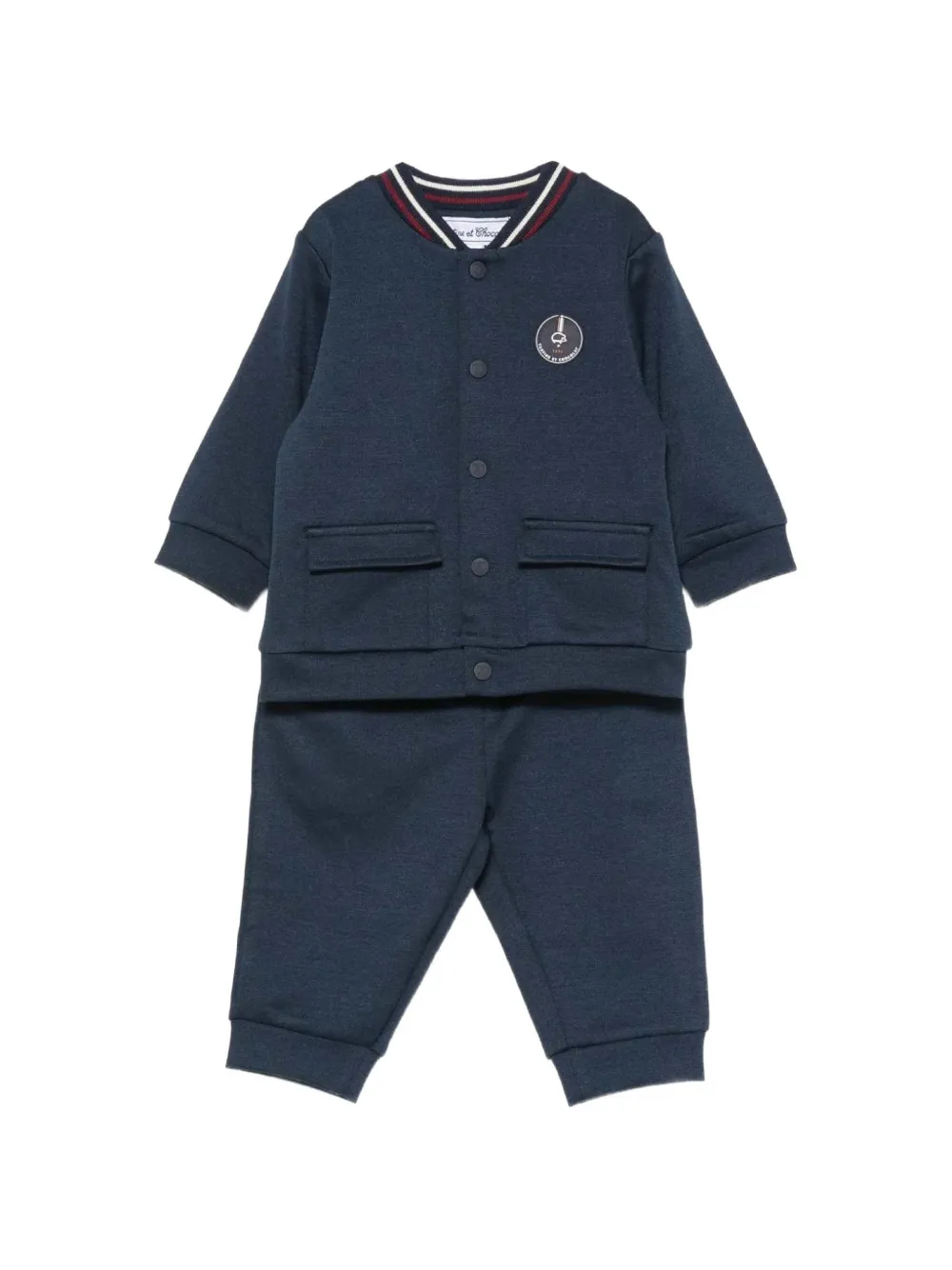 Tartine Et Chocolat logo-patch button-up tracksuit - Blu