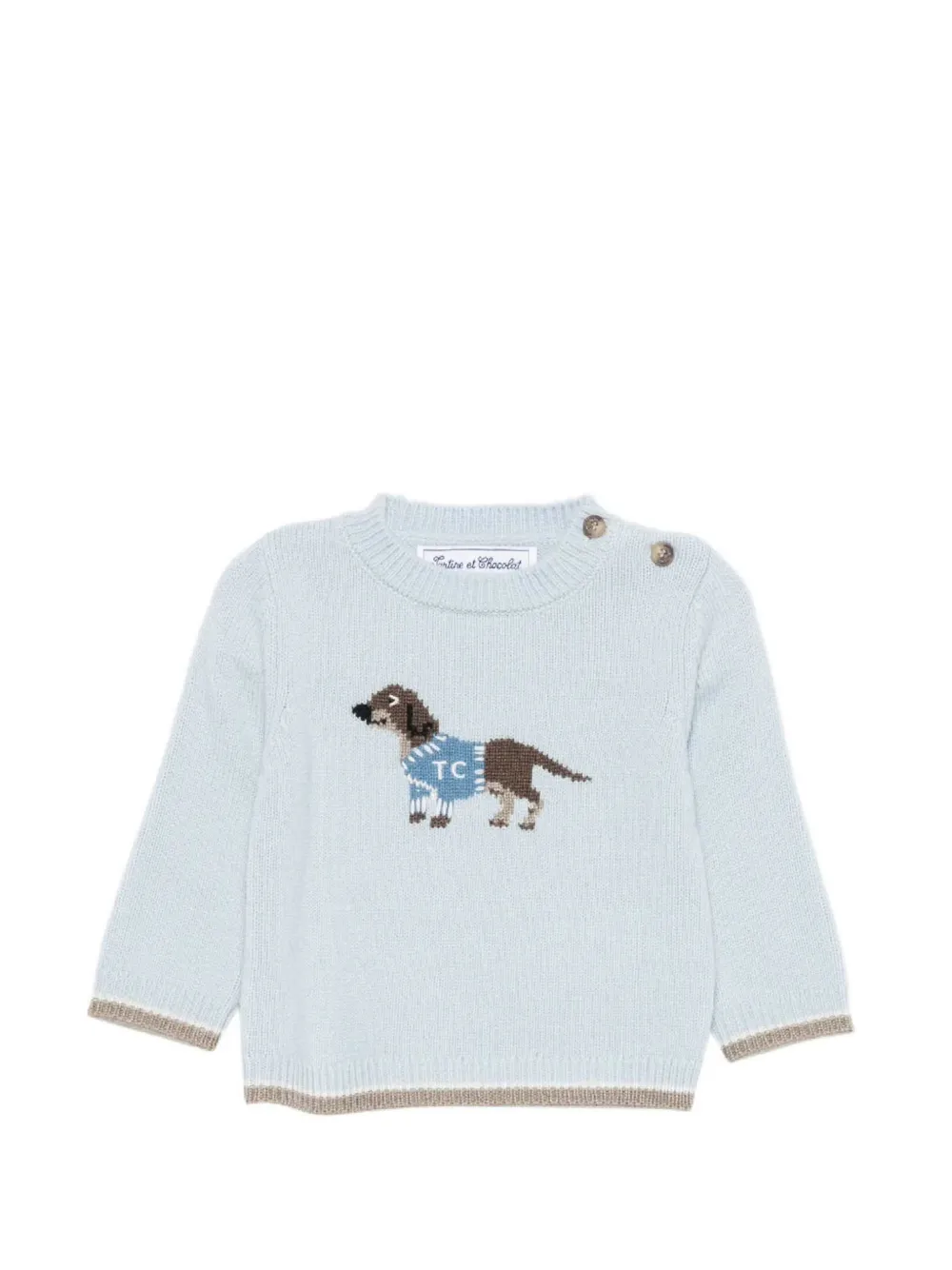 Tartine Et Chocolat intarsia-knit button-fastening sweater - Blu