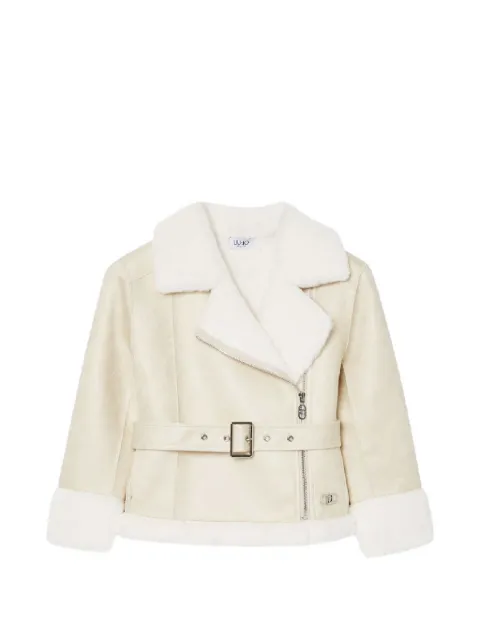 Liu Jo Kids faux-shearling-trim belted jacket