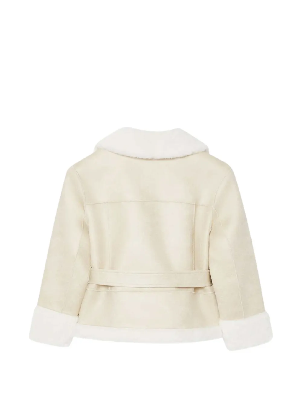 Liu Jo Kids faux-shearling-trim belted jacket Beige