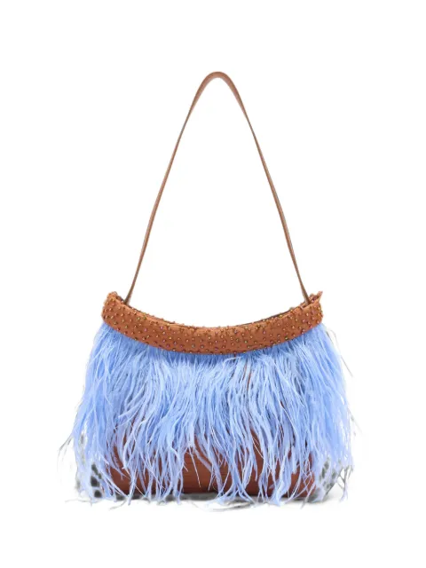 STAUD Winslow feather-trim bead-embellished shoulder bag
