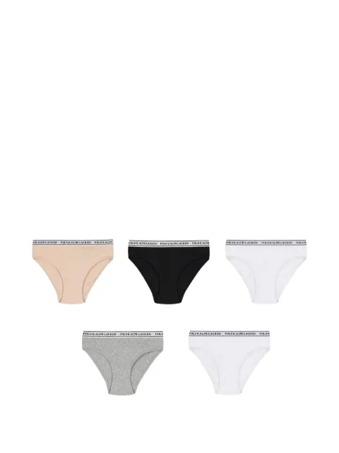 POLO RALPH LAUREN KIDS logo-waistband bikini briefs set of five