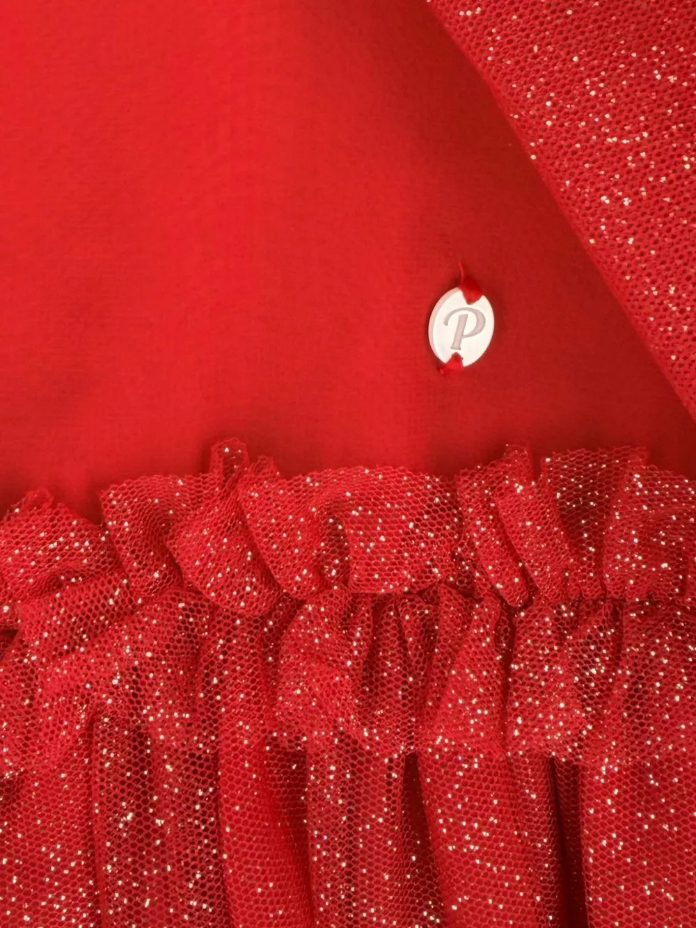 Patachou Tulen jurk met strik-detail en glitters Rood