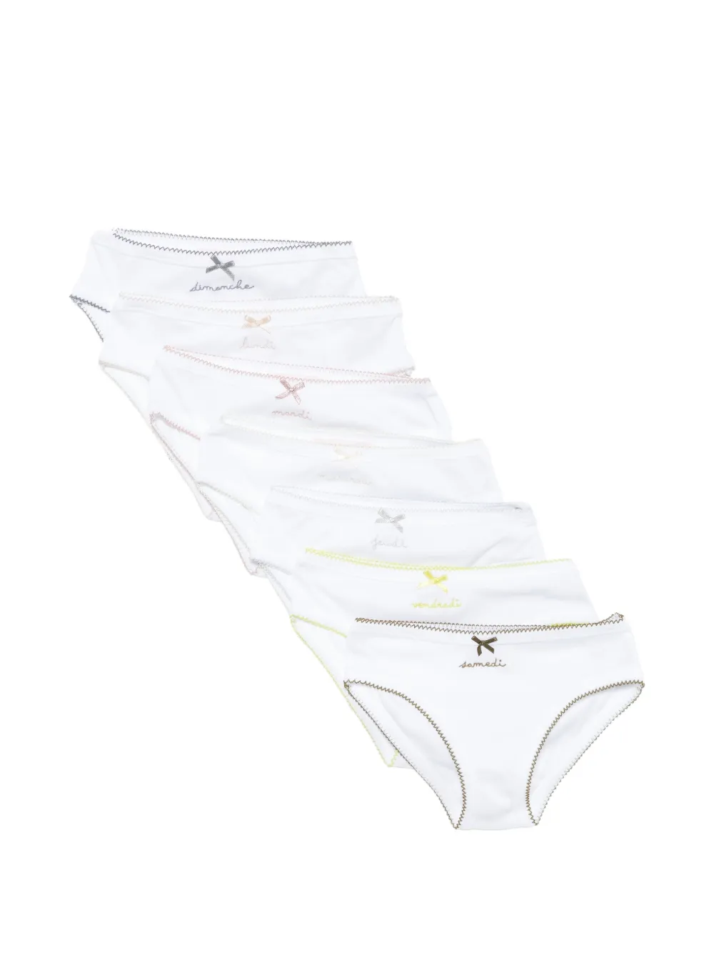Bonpoint embroidered bow-detail briefs (set of seven) - Weiß