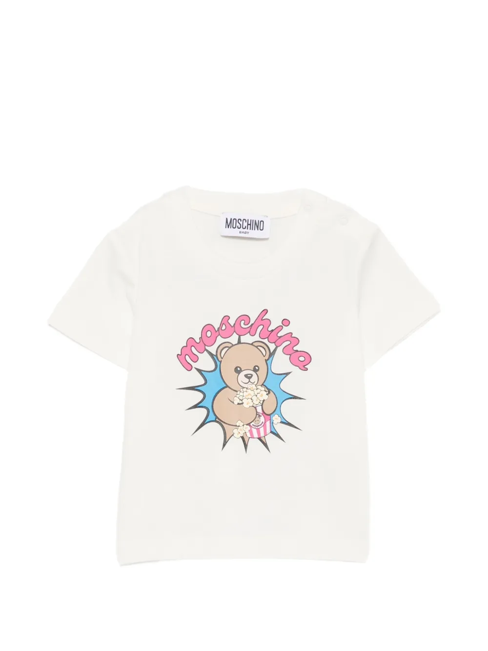 Moschino Kids Teddy Bear popcorn-print T-shirt - Bianco