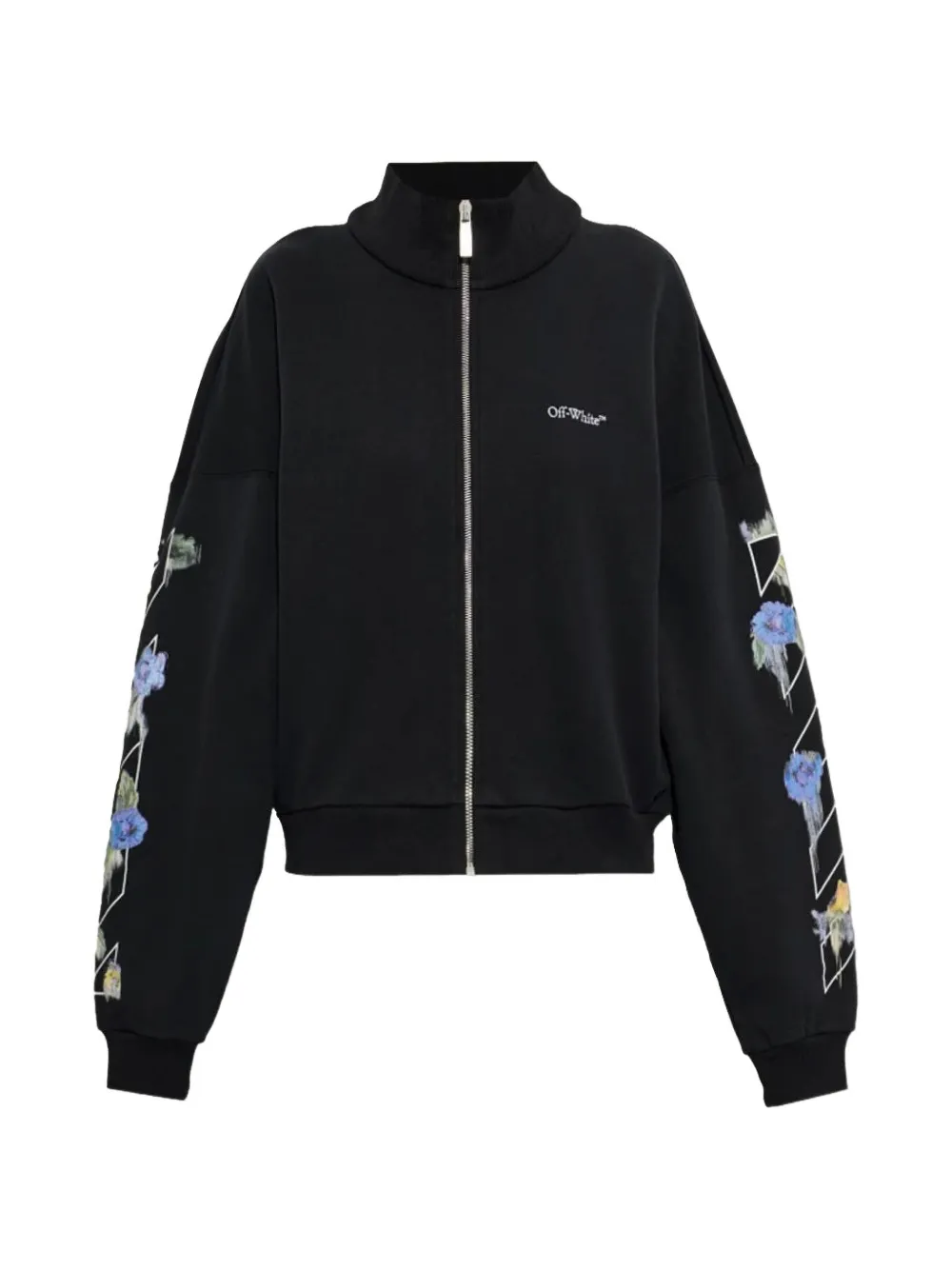 Off-White Arrow out Flower reg zi-pup hoodie - Black