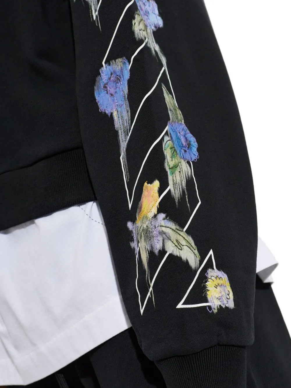 Off-White Arrow Out Flower hoodie met rits Zwart