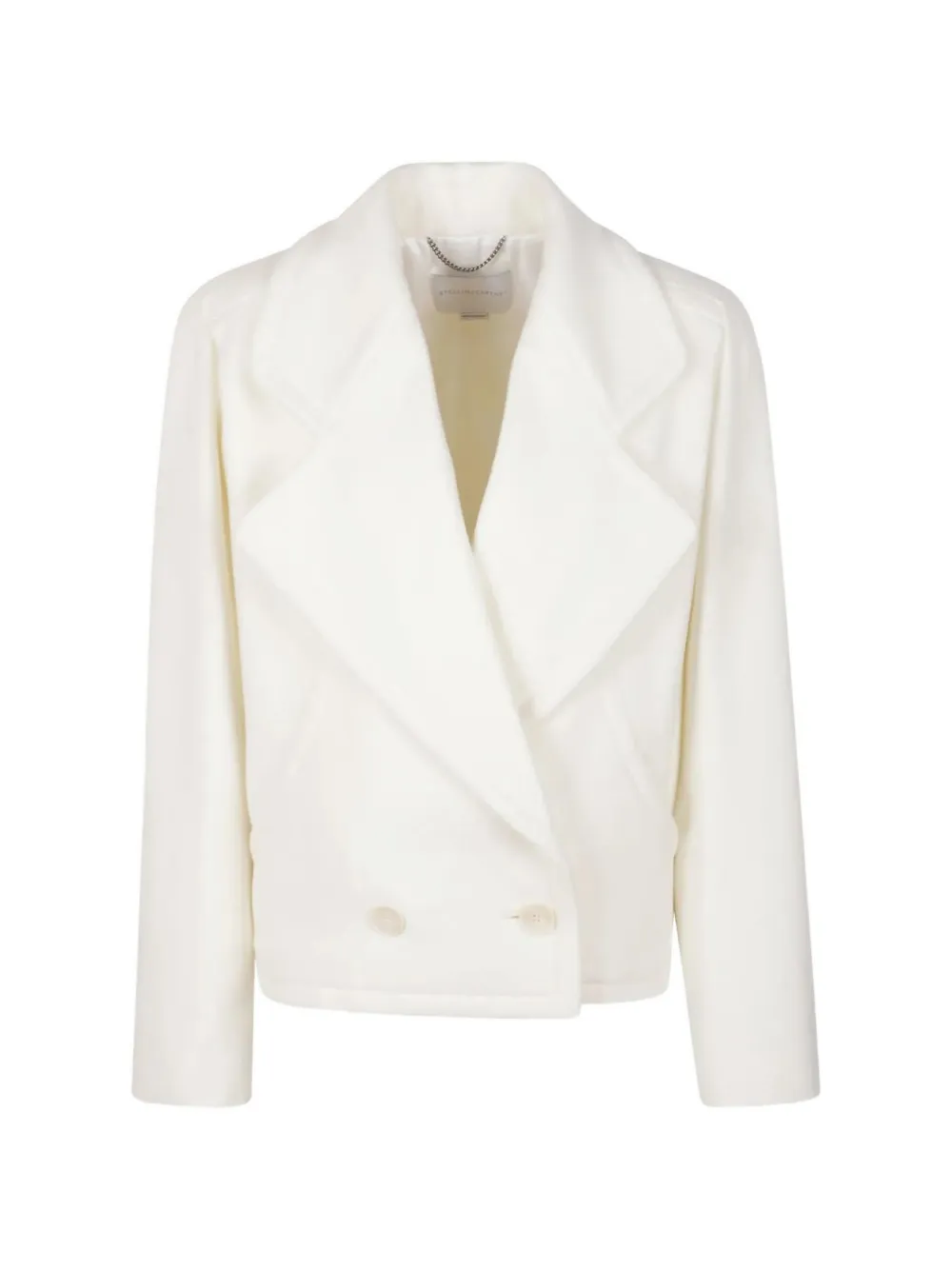Stella McCartney Crest-embroidered wool short coat cream - Toni neutri