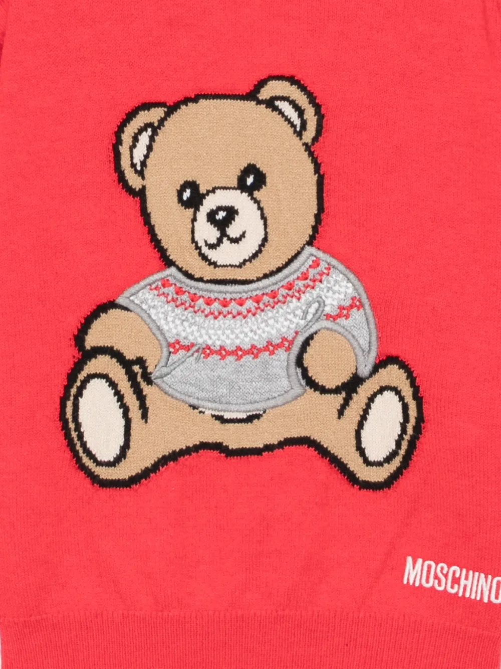 Moschino Kids Teddy Bear intarsia gebreide trui Rood