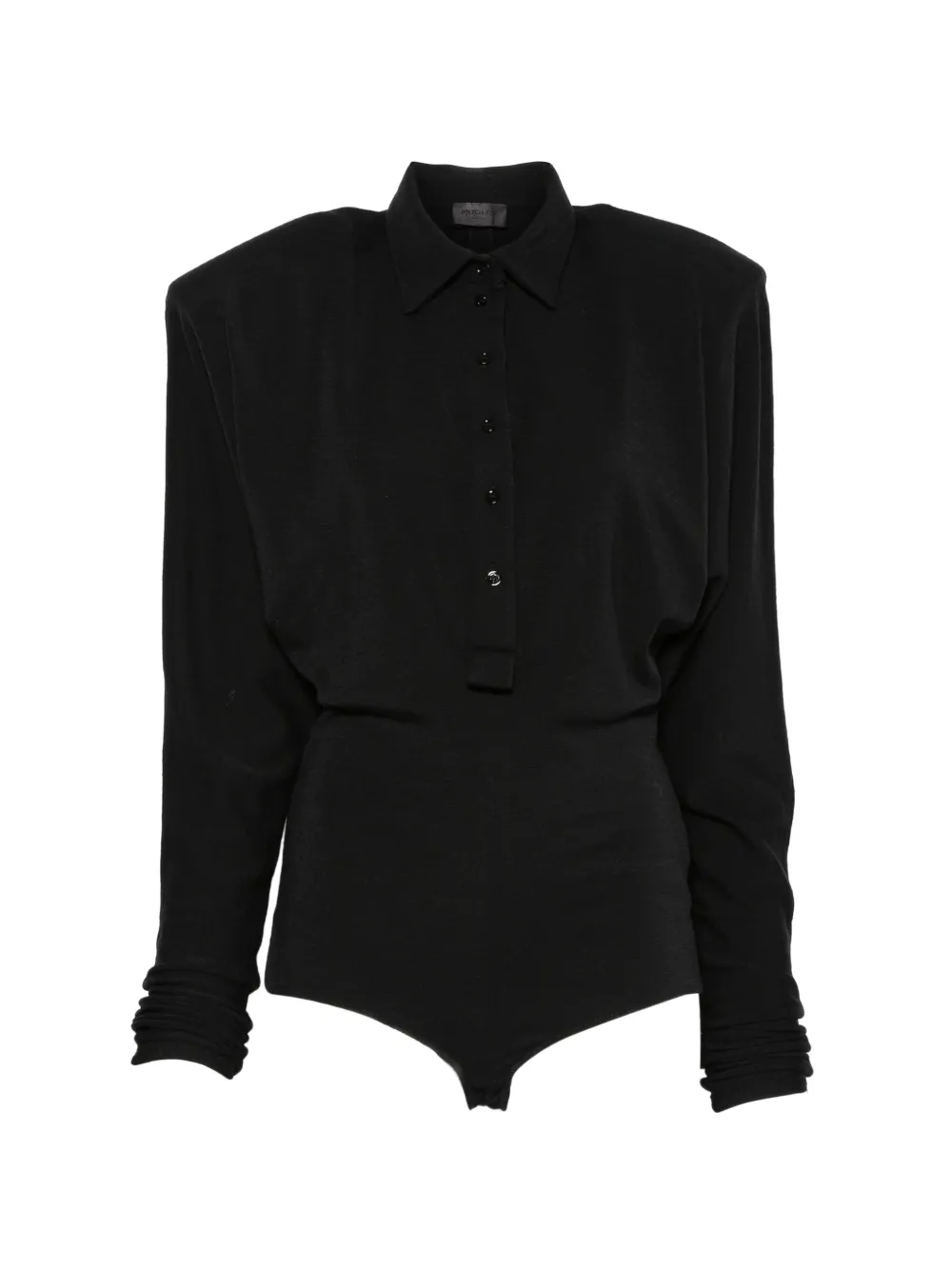 Mugler padded-shoulder button-up blouse - Schwarz