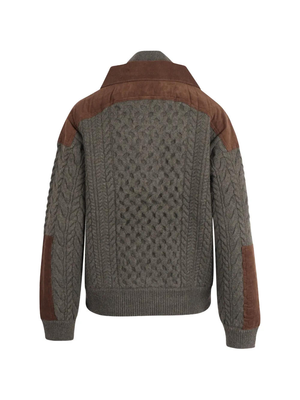 Sea Allen cable-knit corduroy-panelled sweater Groen