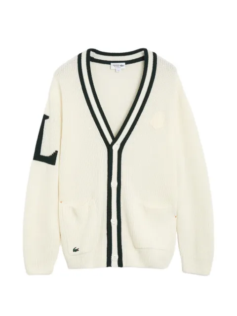 Lacoste badge accent wool blend golf cardigan