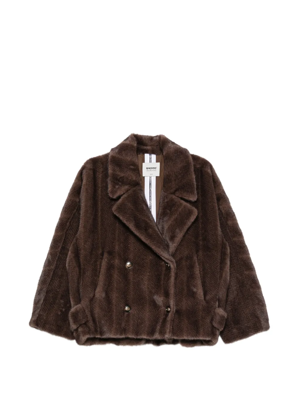 Sword 6.6.44 Double-breasted Faux-fur Jacket In Brown