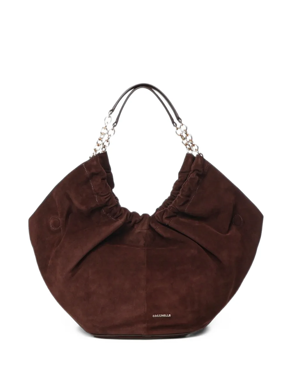 Coccinelle Smash logo-patch suede tote bag Bruin
