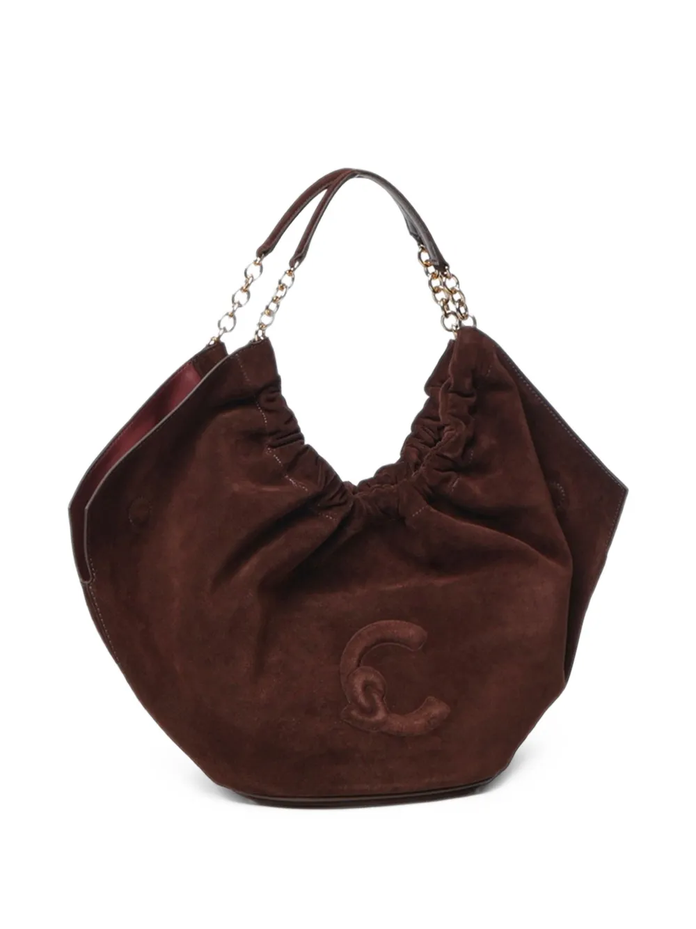 Coccinelle Smash logo-patch suede tote bag Bruin